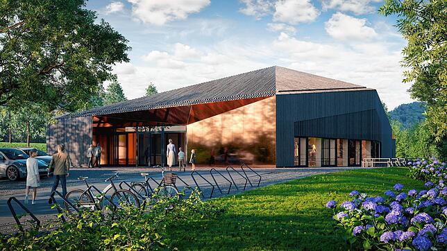 So soll die neue Gemeindehalle Geißlingen aussehen.