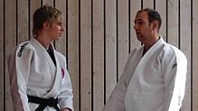 Lena Straub (links) und Christian Riegauf vom Judosportverein Villingen. Foto: Martin Disch