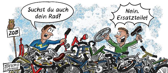 Drahtesel ohne Sattel und ohne Lenker statt verkehrstüchtiger Fahrräder. Warum räumt am ZOB Überlingen denn niemand auf?