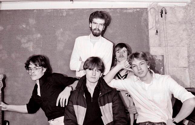 Seed'n'Barley Anfang der 80er Jahre (von links): Tobias Bücklein, Uwe Reith (oben), Thomas Joekel, Rüdiger Bierhorst und Bernd Pfeffer.