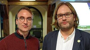 Der Physiker Alexander Leymann (links) und Moderator Christian Raupach vom Bundesamt für Strahlenschutz folgten einer Einladung des ...