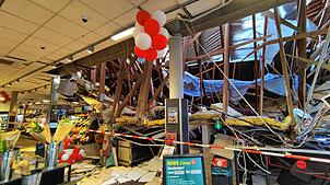 So sah der Kassenbereich des Rewe-Marktes in Lauchringen nach dem Einsturz aus.