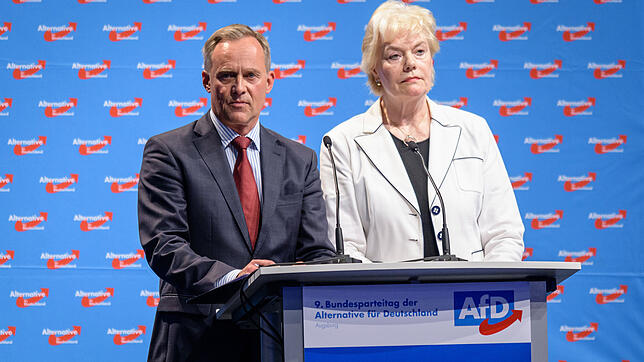 Rainer Gross, Geschäftsführer der Gustav-Stresemann-Stiftung, und Erika Steinbach, Vorsitzende der Stiftung Desiderius-Erasmus, stellen ...