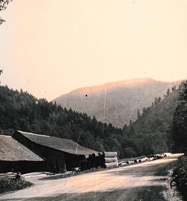 Die Trefzger-Säge am Weg nach Todtmoos im Jahr 1936: An ihrer Stelle entstand etwa drei Jahrzehnte später der Stausee.