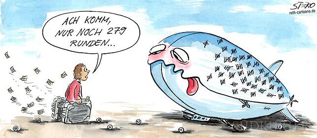 Was tun mit einem Millionen-Lottogewinn? 9,6 Millionen Euro - 22 588 Stunden mit dem Zeppelin unterwegs = 0.