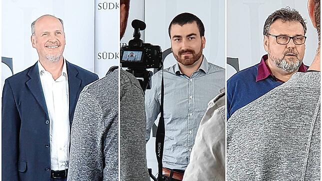 Nur einen Atemzug Zeit haben die Albbrucker Bürgermeisterkandidaten (von links) Stefan Kaiser, Manfred Vogelbacher und Kilian Kronimus ...