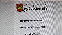 So sah die Einladung zur Bürgerversammlung in Eschbach aus, die per Livestream übertragen wurde.