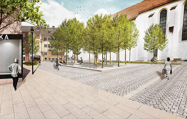 So könnte der Adenauerplatz nach der Begrünung aussehen.