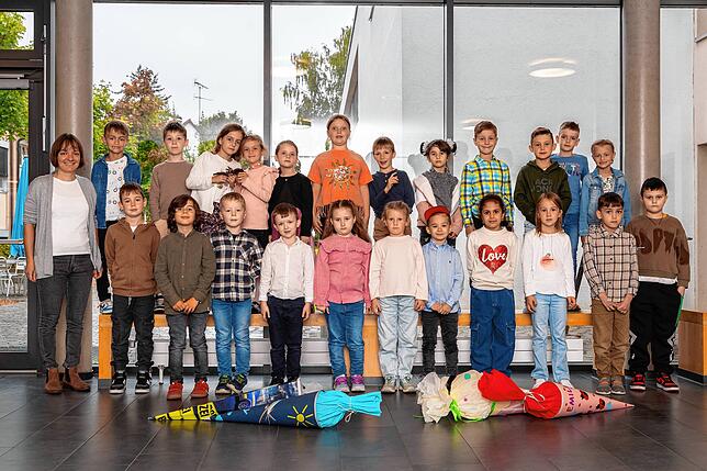 Die Erstklässler der Klasse 1c der Peter-Thumb-Gemeinschaftschule in Hilzingen sind mit Klassenlehrerin Christina Peters am Start.