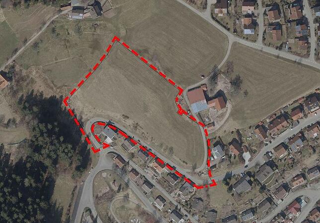 Die Grenzen des neuen Baugebiets in Tennenbronn.