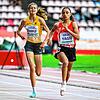 Julia Ehrle bei der U20-Europameisterschaft in Tampere in Finnland. Hier im Bild im Schlusssprint über 5000 Meter gegen die Türkin Edibe ...