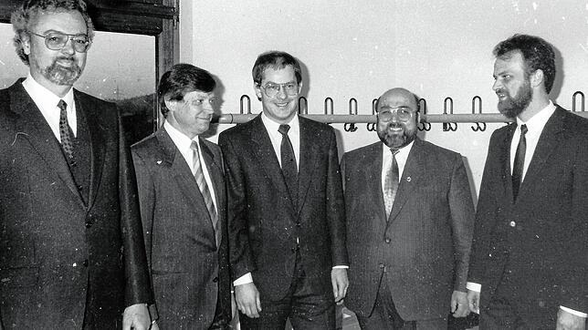 Die Kandidaten für die Bürgermeisterwahl in Orsingen-Nenzingen im Jahr 1989 (von links): Rolf Lehmann, Johann Kempter, Bernhard Keßler, ...
