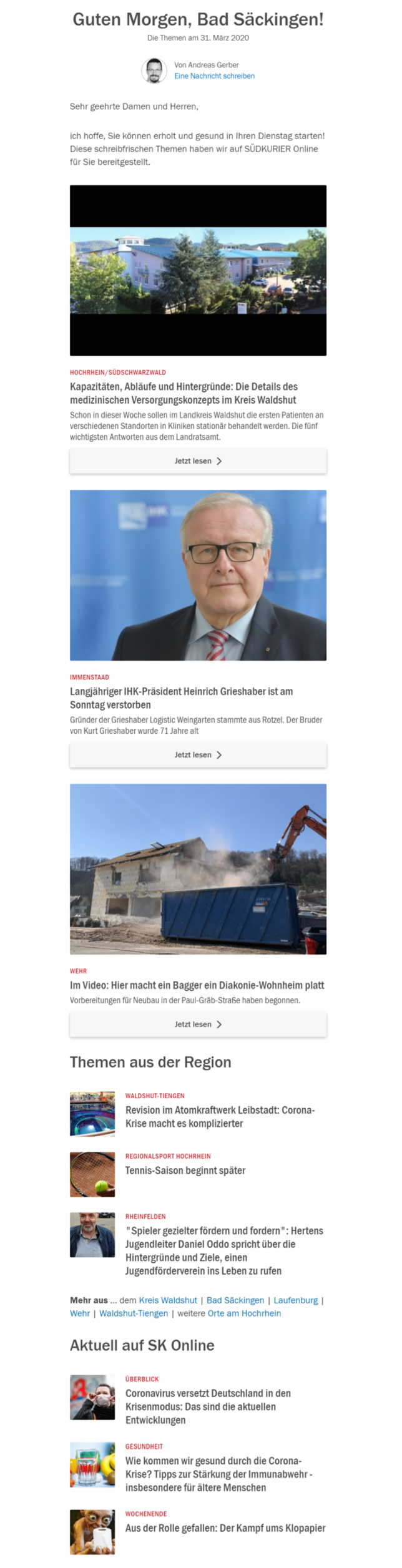 Bild 1: Beispiel für "Heute in Bad Säckingen"