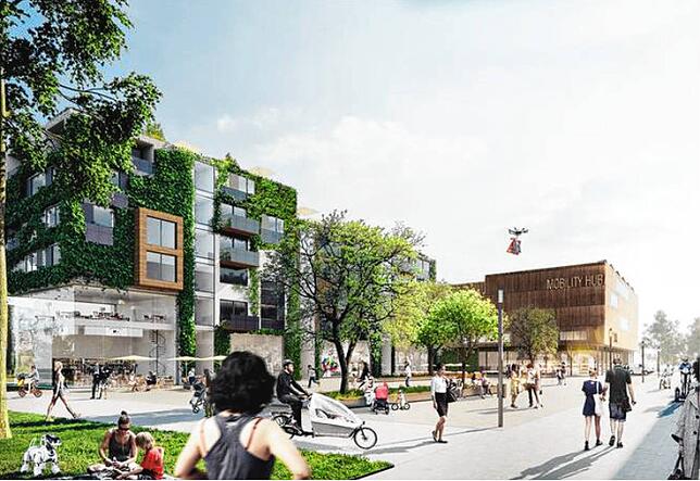 So soll es einmal aussehen im Wohnquartier Oberer Brühl: Weitgehend autofrei sowie klimaneutral, mit viel Grün im öffentlichen Raum. ...