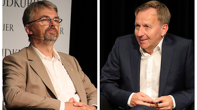 Martin Gruner (links) überzeugt die Wähler bei der OB-Wahl in Waldshut-Tiengen und erhält die meisten Stimmen. Am Tag nach der Wahl ...