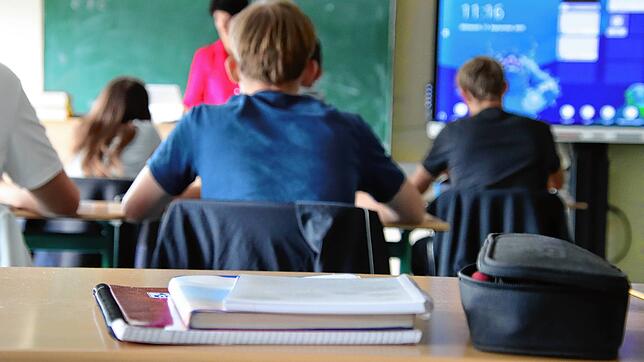 Die Klasse TGTM 11 der Gewerblichen Schulen in Waldshut. Schüler von hinten im Klassenraum. Klassenlehrerin Anja Krebs vorne an der ...