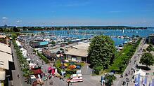Die Bodenseewoche von oben: Einen ungewohnten Blick über Konstanz und den Bodensee bietet an den Veranstaltungstagen die Fahrt mit dem ...