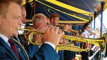 Acht Blasmusikgruppen speilten beim Musikfest auf. Hier Trompeter der vereinten Musikgruppen.