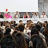 Das sind die Teilnehmer an der Podiumsdiskussion im Klettgau-Gymnasium Tiengen (von links): Manfred Hentz (für den Landesverband ...