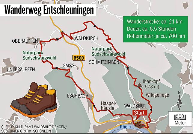 Der Wanderweg &bdquo;Entschleunigen&ldquo; verbindet die Waldshuter Ortsteile.