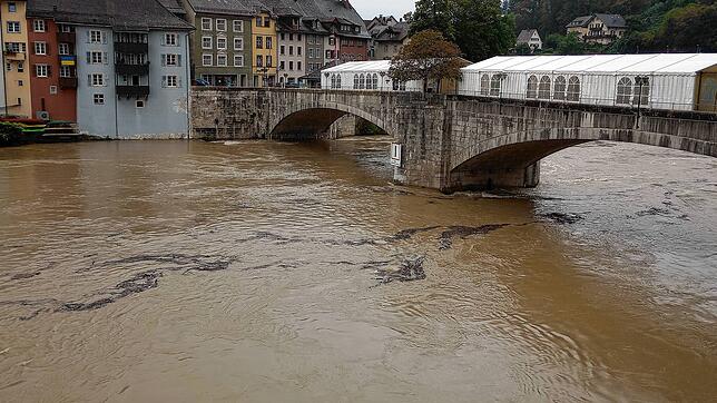 Tagelanger Regen sorgte Ende August für eine kurze Hochwasserphase &ndash; wie hier in Laufenburg am vergangenen Dienstag.