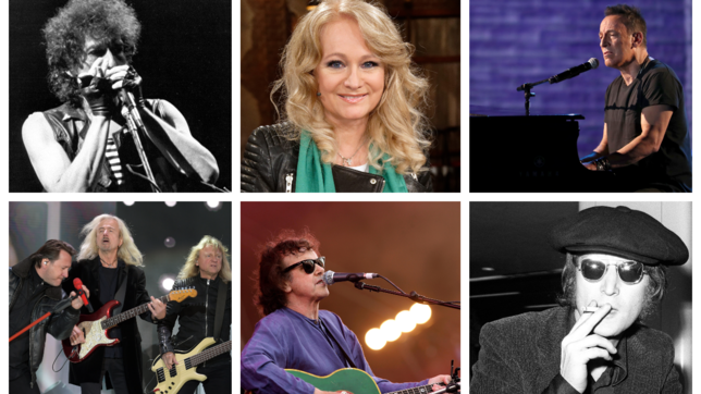 Sie verschafften dem Protest gegen den Krieg musikalisch Gehör – oben, von links: Bob Dylan, Nicole und Bruce Springsteen; unten, ...