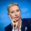 Alice Weidel, Bundesvorsitzende der AfD, bei einer Pressekonferenz in der AfD-Bundesgeschäftsstelle nach der Landtagswahl in Brandenburg.
