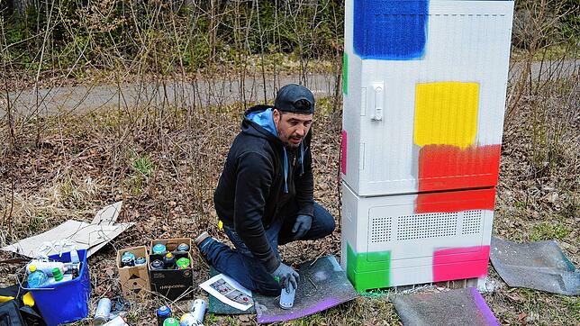 Auf viel Zustimmung und Freude stoßen die Verteilerkasten-Kunstwerke des Graffiti-Künstler von Jochen Laufer.