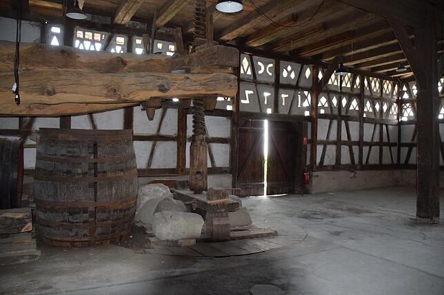 Die Torkel (Obstpresse) in der Schlosstorkel. Bild: Ramona Löffler