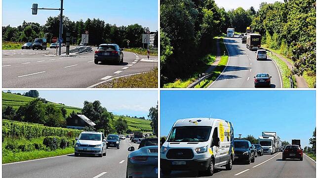 Während es auf dem Streckenabschnitt bei Friedrichshafen inzwischen läuft, stehen Autofahrer auf der B&nbsp;31 zwischen Immenstaad und ...