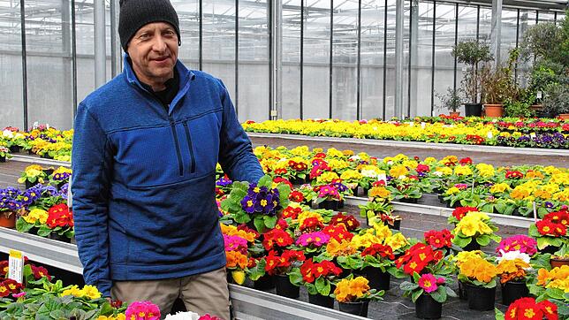 Uli Weißer ist leidenschaftlicher Gärtner. In seinem Floraparadies in Schabenhausen blühen die ersten Frühlingsboten im Glashaus schon ...