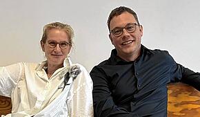 Ein starkes Team (v.l.): Christina Groll, Geschäftsführerin des farm Technologiezentrums, und Guido Sondern, Geschäftsführer von farm ...