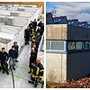Es ist geschafft. Die Helfer, die in die Kreissporthalle eine provisorische Flüchtlingsunterkunft gebaut haben, stellen sich zum ...