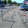 Hier wird&lsquo;s richtig eng: Zwischen den Ketten soll Platz für Radler und Fußgänger sein.
