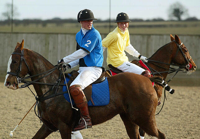Royale Hochzeit: Prinz Harry und William März 2005: Die britischen Prinzen William (l.) und Harry bei einem Wohltätigkeitspolo-Match in Birdlip (Großbritannien) für die Opfer ...