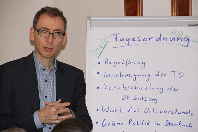 Markus Tittelbach vom Vorstand des Kreisverbandes der Grünen aus Konstanz fungierte am Montagabend als Wahlleiter.
