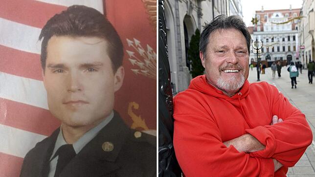 Roy Bowen damals und heute.jpeg Roy Bowen als US-Soldat und heute zu Besuch in seiner alten Heimat Augsburg.