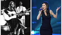Links: Die 17 Jahre alte Nicole gewinnt 1982 mit dem Lied „Ein bisschen Frieden“ den Grand Prix Eurovision de la Chanson. Rechts: Lena ...