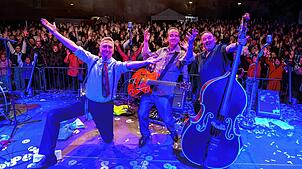 The Buffalo Chips mit Drummer Jörg Schlenker (links), Gitarrist Michael Metzmeier und dem aktuellen Bassisten, Röby Walser.