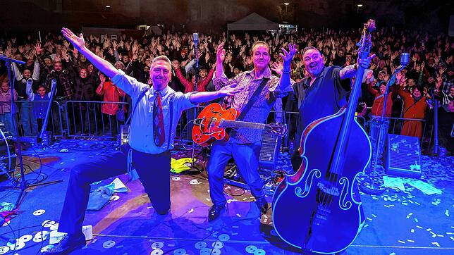 The Buffalo Chips mit Drummer Jörg Schlenker (links), Gitarrist Michael Metzmeier und dem aktuellen Bassisten, Röby Walser.
