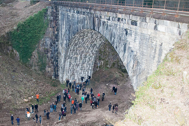 Mitglieder der Bürgerinitiative an der Eisenbahnbrücke Albbruck. Bilder: Peter Rosa