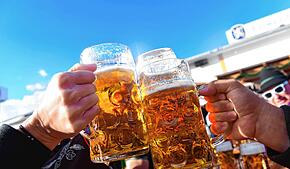 Besucher stoßen auf dem Oktoberfest mit Maßkrügen voller Bier an. Sowohl in München (hier auf dem Bild zu sehen) als auch am Bodensee ...