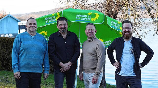 Christoph Leiz, Thomas Mähl, Thomas Blietschau und Sebastian Lindenmayer (von links) sind die Gemeinderatskandidaten der Grünen in ...