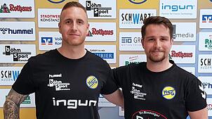 Claudio Kupferschmid (links) und Benjamin Schweda (rechts), Trainer der HSG Konstanz II, wollen mit ihrer Mannschaft punkten.