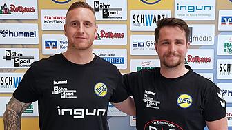 Claudio Kupferschmid (links) und Benjamin Schweda (rechts), Trainer der HSG Konstanz II, wollen mit ihrer Mannschaft punkten.