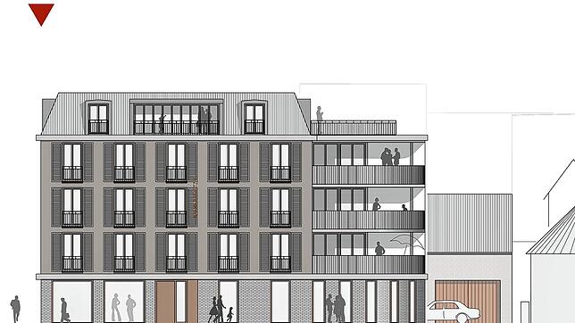 Bild : Neubau auf dem Areal des alten Hotel Viktorias: Fassade in traditioneller Gestaltung