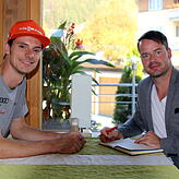 Andreas Wank (SC Hinterzarten)  im Gespräch mit Sportredakteur Marco Scheinhof