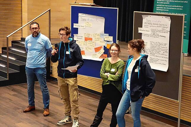 Juan Diabuno vom Jugendreferat moderierte die Veranstaltung. Unterstützung bei der Präsentation der Ergebnisse bekam er von den ...