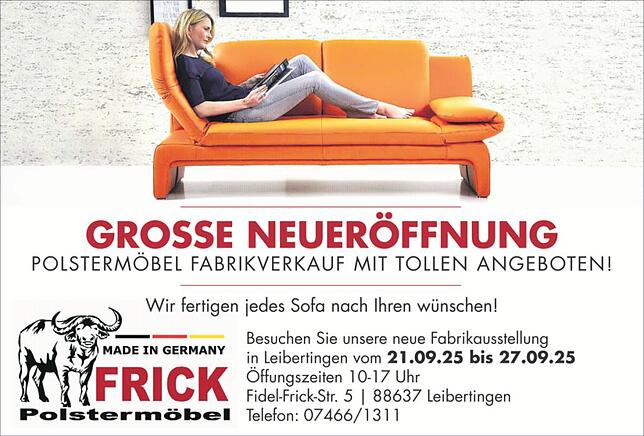 Bild 1: Neubau Walter Frick GmbH: Polstermöbel-Ausstellung zieht in neues Gebäude