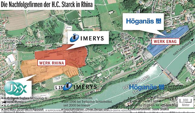 Heute produzieren in den ehemaligen H. C. Starck-Werken Rhina und Enag drei Firmen statt einer.
